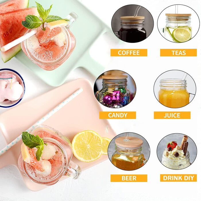 Склянки для пиття з кришкою та трубочкою 400 мл JORTINE