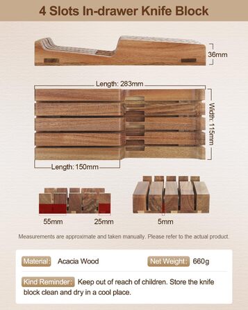 Набор из 4 ножей для стейка из дамасской стали 13 см с деревянным блоком XINZUO