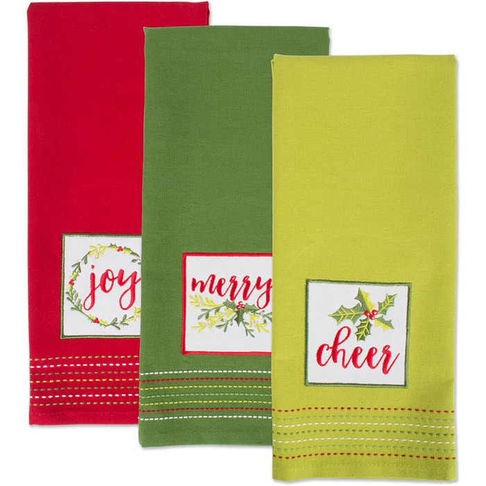 Набір кухонних рушників своїми руками, різдвяні рушники для випічки, приготування їжі та розваг, 18&quot x 28&quot, Tree Farm, 2 шт. (Cheers, Merry & Joy)