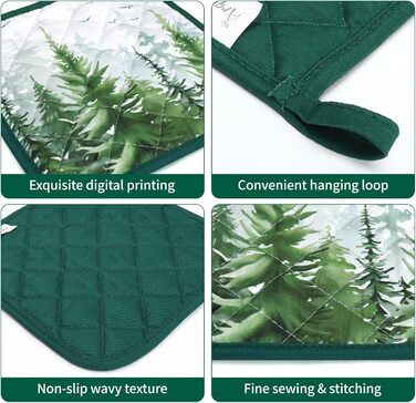 Набір з 2 кухонних рукавичок Arquiel з прихваткою та тримачем для каструлі Gnome Autumn Orange Checked, 100 бавовняні кулінарні рукавички, термостійкі кухонні рукавички для приготування їжі, осінній декор, подарунки для жінок (лісові тварини, прихватка дл