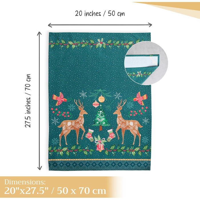 Набір з 3 багатоцільових кухонних рушників Maison d&39 Hermine Rural Christmas, 100 бавовна Барні рушники День подяки/Різдво (50 см x 70 см) (Червоний, Сріблясто-сірий)