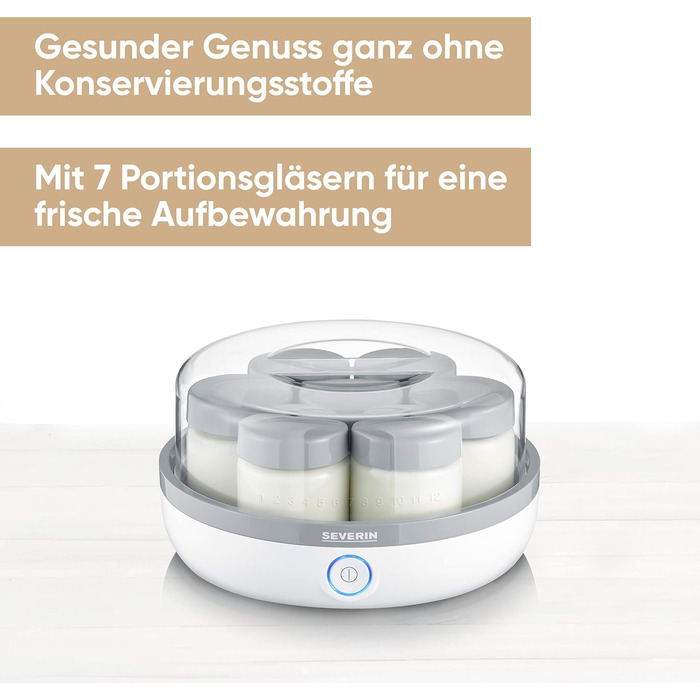 Йогуртниця містить 7 баночок, сучасний дизайн із кнопкою Severin