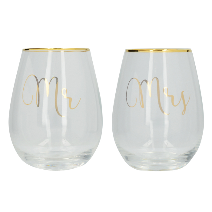 Набір склянок CreativeTops MR AND MRS, 590мл, 2 шт.