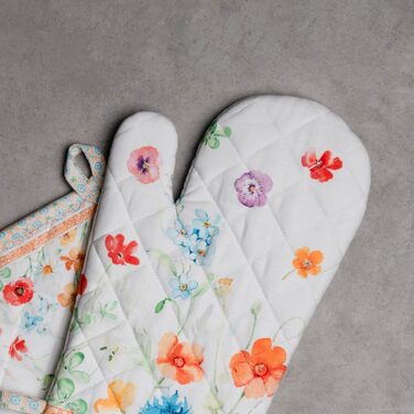 Рукавички для духовки Maison d&39 Hermine, Прихватки для каструль, 100 бавовна, термостійкі кухонні рукавички, рукавички для духовки (19 x 33 см) та прихватки для каструль (20 x 20 см) для приготування їжі, Morzine - Рукавички для духовки (19 x 33 см) та 