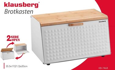 Хлібниця дерев'яна з нержавіючої сталі білий 35,5 х 20 х 17 см Klausberg
