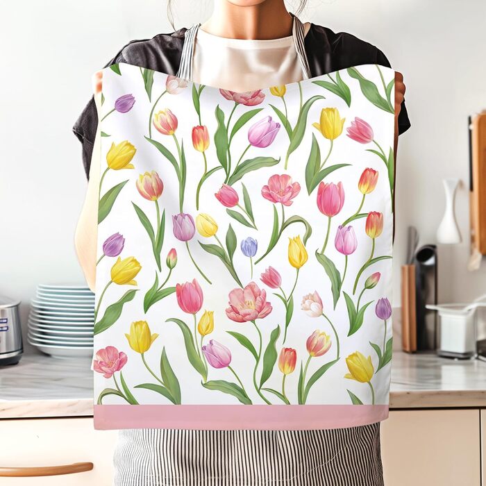 Кухонні рушники, бавовна, 4 упаковки, кухонні рушники, 100 бавовна. Осінній набір кухонних рушників. Універсальні високоякісні кухонні рушники для сушіння, 50 x 70 см (Pink Flower 02)