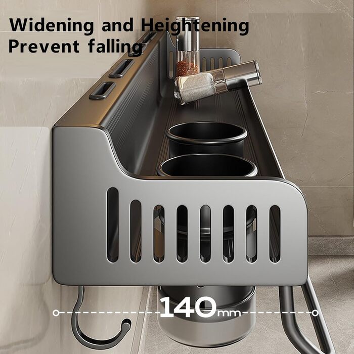 Настінний органайзер для кухонного приладдя 40 см сірий GAROEN