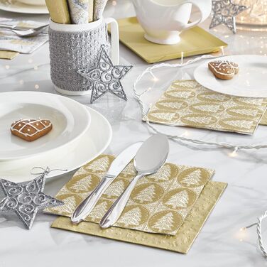 Серветки 3-шарові (33 x 33 см) 20 шт. Різнокольорові паперові серветки, ідеальні для різдвяного столу Серветки - Різдво, зима, зірки, сніг, сніговики (візерунок ялинки)