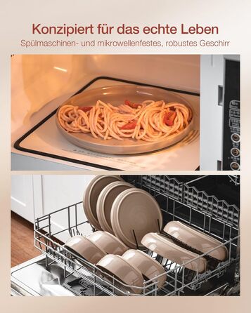 Набір посуду Richmount Nebula для 6 осіб, набір тарілок та мисок із 18 предметів, набір посуду з крапчастої кераміки, можна використовувати в мікрохвильовій печі та мийній машині, сервірування Nebula для 6 осіб (кольору Cinnamon Brown, сервірування Milkyw