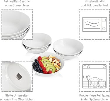 Набір салатників Snger Sunfort Набір мисок із 6 предметів на 4 особи з керамограніту, салатники Об'єм 1,1 л, розширюється, повсякденна, особлива вечеря, сімейна вечеря, набір мисок на відкритому повітрі (великий 550 мл)