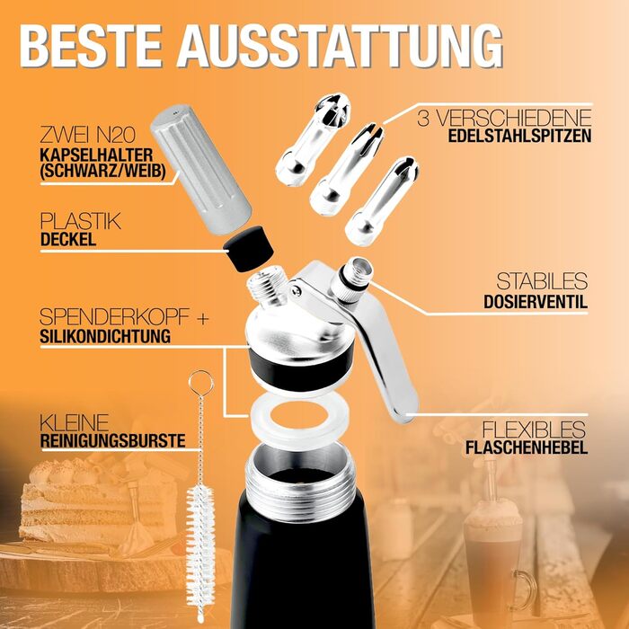 Диспенсер для вершків 500 мл чорний Thiru