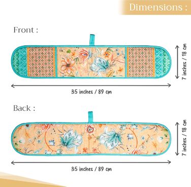 Рукавички для духовки Maison d&39 Hermine, прихватки для каструль, 100 бавовна, термостійкі кухонні рукавички, рукавички для духовки (19 см x 33 см) та прихватки для каструль (20 см x 20 см) для приготування їжі, Morzine - рукавички для духовки (19 x 33 с