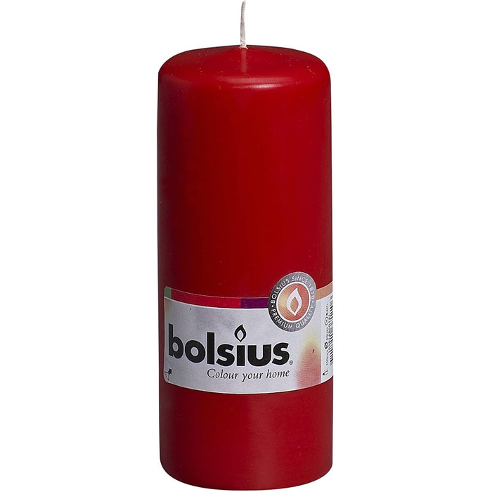 Свічки Bolsius Rustic Pillar - Металік, що згасає - Рожевий та червоний - Упаковка з 4 шт. - Тривалий час горіння 60 годин - Без запаху - Містить натуральний рослинний віск - Без пальмової олії - 13 x 7 см (6 x 6 x 15 см, Червоний)