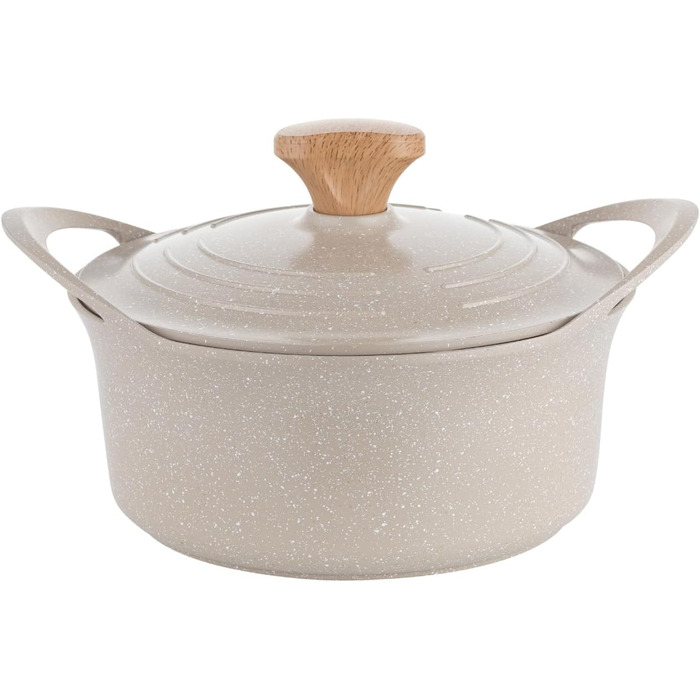 Алюмінієва каструля FLORINA 16 см 1,6 л Підходить для індукції Керамічне покриття, стійке до подряпин М&39яка ручка під дерево Термостійка Для всіх варильних поверхонь Легко миється (OSLO, 4,3 л - 24 см)