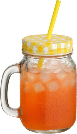 Набор из 12 стаканов для питья с крышкой 450 мл желтый gouveo