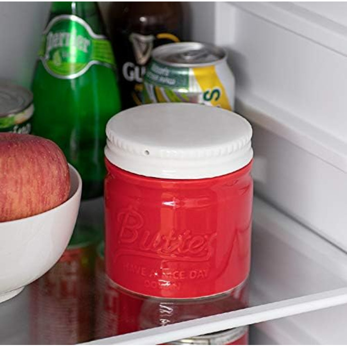 Порцеляновий горщик для масла з кришкою, червоний DOWAN