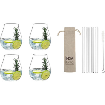 Набір келихів для джину та тоніка Riedel 5414/67 4 предмети безкоштовний набір із 4 живих соломинок з нержавіючої сталі EKM (скло)