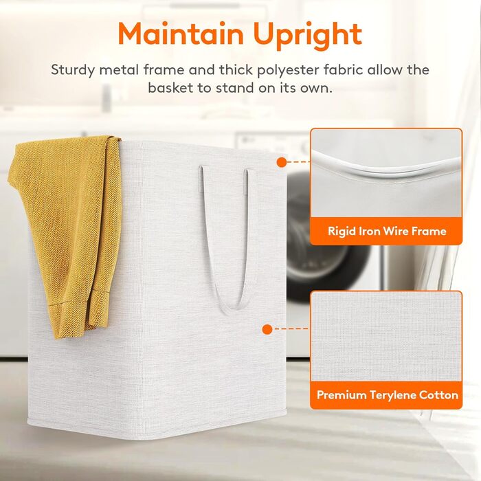 Предмети Кошик для білизни 80 л, Ящик для білизни Контейнер для білизни Збірник білизни Комод для білизни Кошики для білизни Кошики для білизни для квартири, гуртожитку, каравану Пральня, біла (2 x 60 л), 2