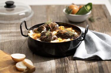 Сковорода для гурманів 30, CLASSIC - ЧОРНА ЕМАЛЬ, діаметр 30 см, висота 7,9 см, емаль, чорна, сковорода для подачі, сковорода для гурманів, індукційна, 0603-022