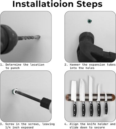 Дюймовый магнитный держатель для ножей для стены из дерева акации Магнитный стержень для ножей в качестве держателя для ножей Держатель для кухонной утвари и органайзер для дома, 16-