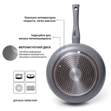 Глубокая сковорода Fissman VULCANO 24 см индукционная (4698)