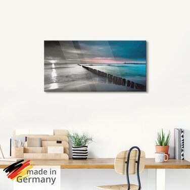 Настінний декор ARTland скляні картини настінна картина скляна картина цільна 40x40 см квадрат пляж море сонце Кариби природа пейзаж узбережжя схід сонця морський S7LE (Пляж Балтійського моря, 60Д x 30Ш см)