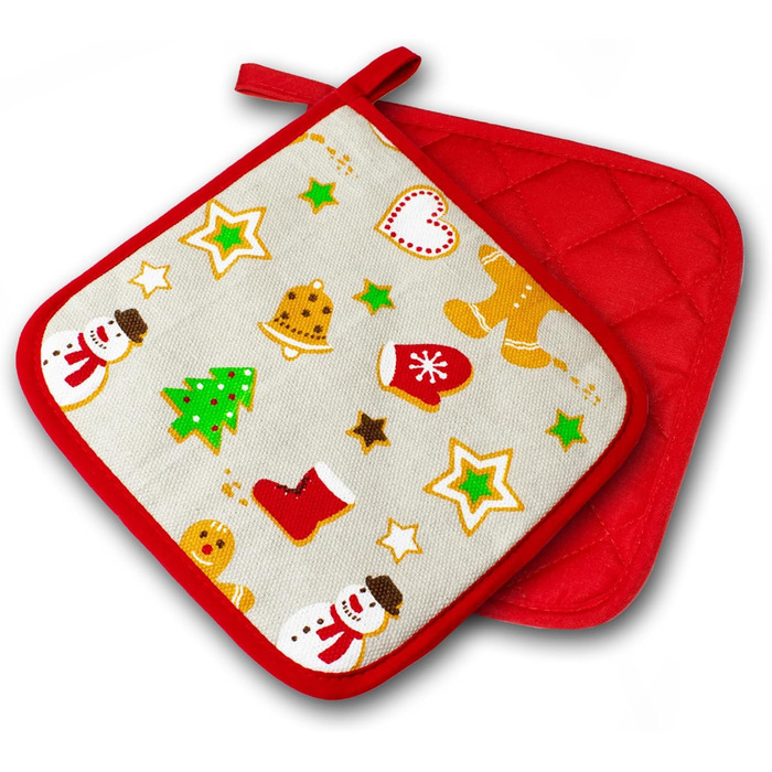 Кухонний, червоний, 1 пара, ЗІЗ категорії II, термостійкий до 250C, перевірений та сертифікований продукт (прихватки, різдвяні)