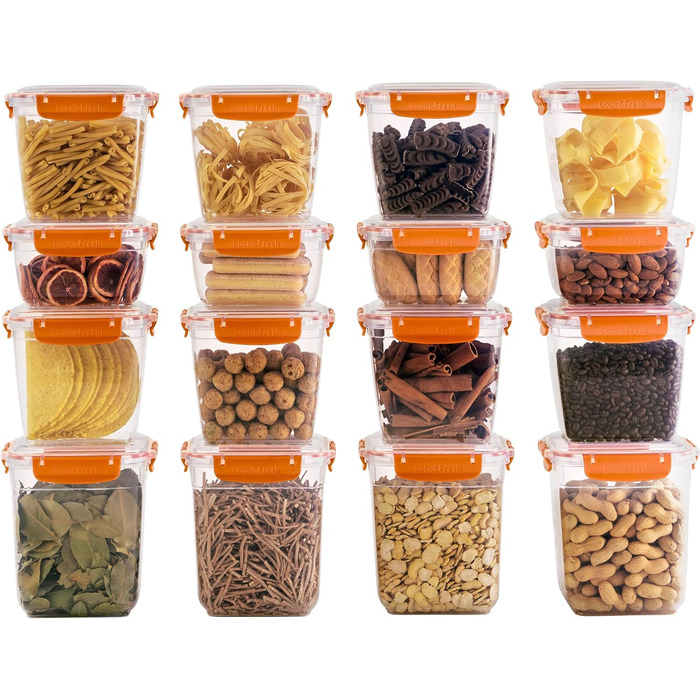 Набір банок для зберігання uandu Lock & Fresh 16, контейнери для зберігання харчових продуктів з кришками для харчових продуктів, мікрохвильова піч і морозильна камера, банки для зберігання з кришками, ящик для зберігання кухні, банки для зберігання герме