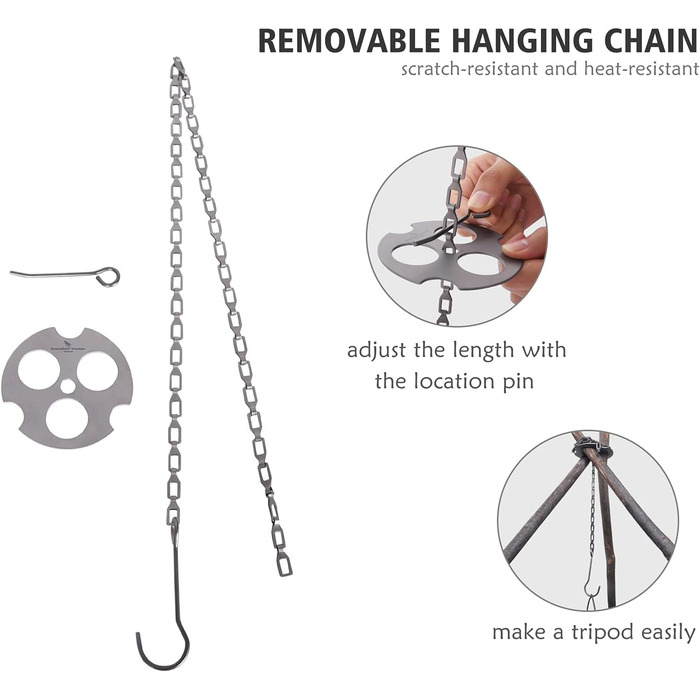 Кемпінгова титанова регульована вішалка для горщиків Ti9012O iBasingo