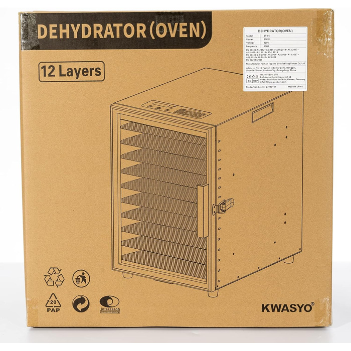 Дегідратор на 12 полиць, 800 Вт Kwasyo