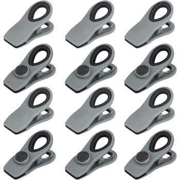 Набір прищіпок-затискачів із магнітом, сірого кольору 12 шт TACGEA