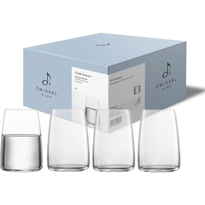 Келих для вина Zwiesel Glass Powerful & Spicy Vivid Senses (набір з 2 шт. ), філігранні келихи для вина, келихи з тритану, які можна мити в посудомийній машині, виготовлені в Німеччині (арт. No 122429) (Універсальна кружка (4 шт.))