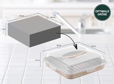 Коробка для транспортировки торта с крышкой, капюшоном и ручкой. Коробка для хранения, Контейнер для торта, Тарелка для торта, Контейнер для торта, Коробка для торта, Тарелка для торта, Начинка для торта, Колокольчик для торта - (коричневый, квадратный)