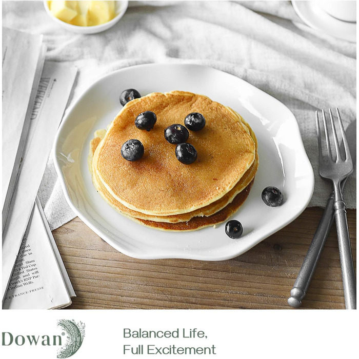 Набір із 6 керамічних тарілок 20,3 см, біла DOWAN