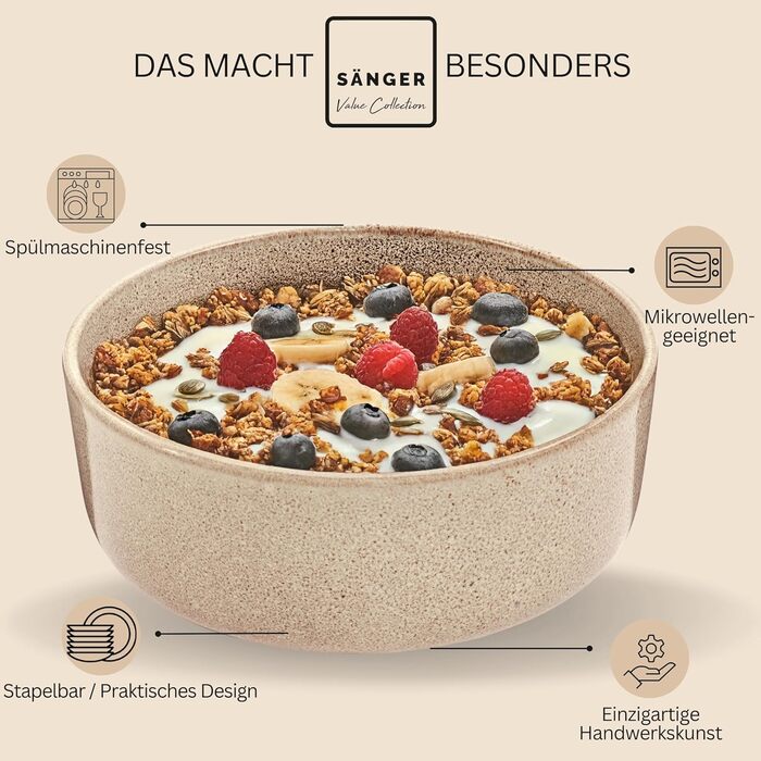 Комбінований сервіз на 6 персон, набір тарілок кавовий кухоль макаронна миска 30 шт. , набір посуду з кераміки посудомийна машина - мікрохвильова піч - стійкий до подряпин, набір посуду з кераміки КОЛЕКЦІЯ ЦІННОСТЕЙ (Каїр Мокко, миски для круп 6 шт.).