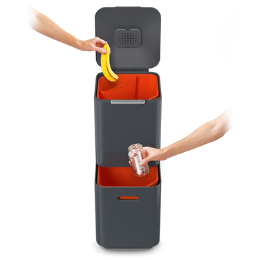 Контейнер для сміття з двома баками 40 л графіт Totem Compact Joseph Joseph