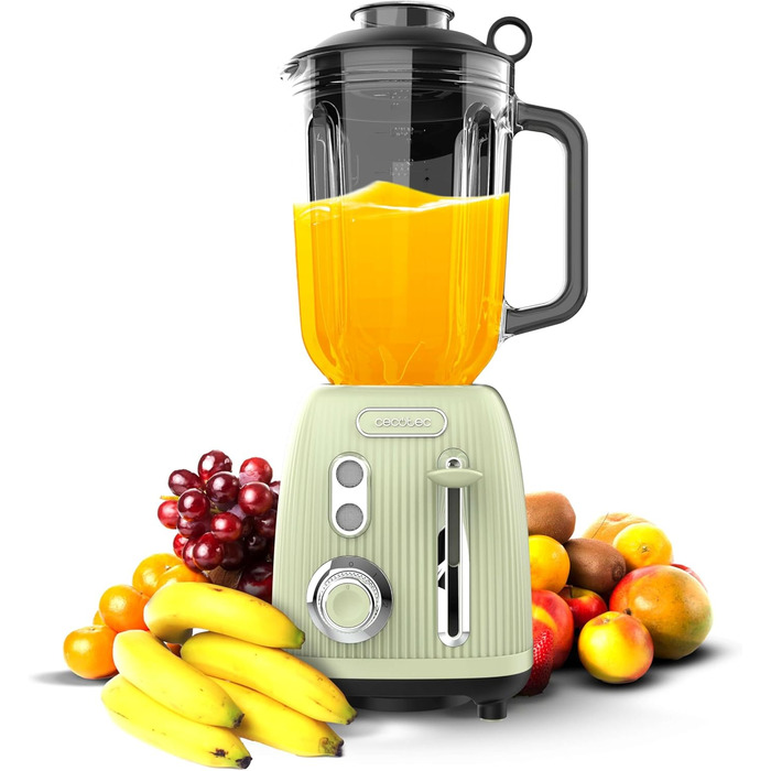 Блендер настільний 1200 Вт, 1,5 л зелений Power Black Titanium Retro Cecotec