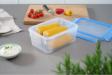 Набір контейнерів для зберігання продуктів EMSA Clip & Close, прямокутні, 5 x 0,8 л, коробки для зберігання, 100 герметичні, придатні для миття в посудомийній машині, морозильної камери та мікрохвильової печі, прозорі, сині, зроблені в Німеччині, N10307 (