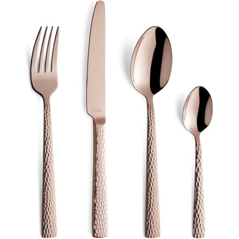 Набір столових приборів Amefa PVD Felicity, чорні столові прибори, столові прибори з 24 предметів чорні, для 6 осіб, нержавіюча сталь 18/0, сталь леза 13/0, ручка з молотком, з ножем, виделкою, ложкою та ложкою для кави (набір столових приборів, 24 предме