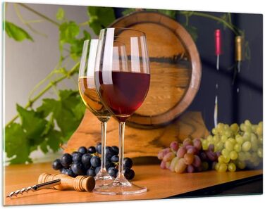 Настінні картини декор вітальні бочка з алкоголем пляшка напій картини на склі 120x80 см скляна картина спальня декор кухні настінне мистецтво друк мистецтва великий XXL настінна декорація картина зі скла сучасний GAA120x80-2238 120L x 80B см
