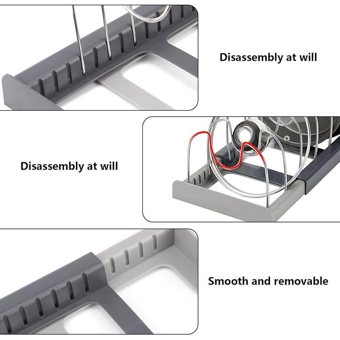 Підставка для посуду розсувна, 6 відділень, чорно-сірий SWRCEYJH