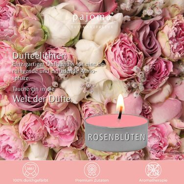 Ароматичних чайних свічок 3x30 шт. ароматичні свічки багато ароматів на вибір висота 1,5 см, Ø 3,5 см (квітка троянди, 3 x 30 шт. у упаковці), 90