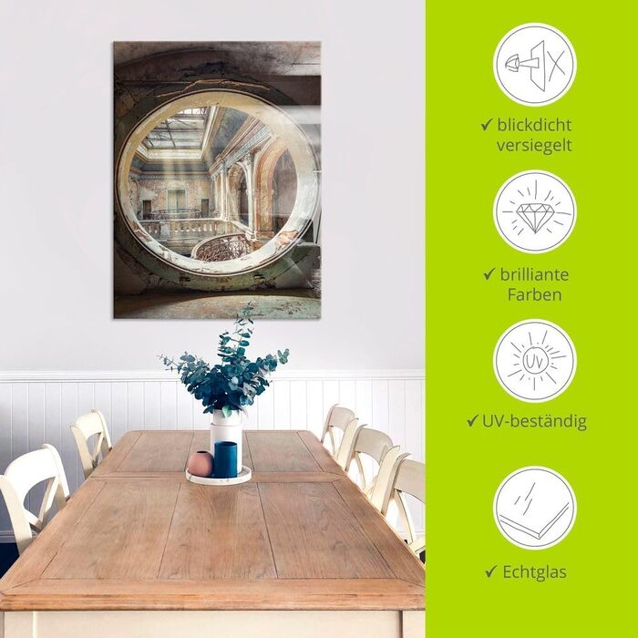 Настінний декор скляні картини настінна картина скляна картина цільна 40x40 см квадрат Тоскана Італія природа пейзаж сад троянди балкон вид літо T4QS (сонячні промені, 45 x 60 см)