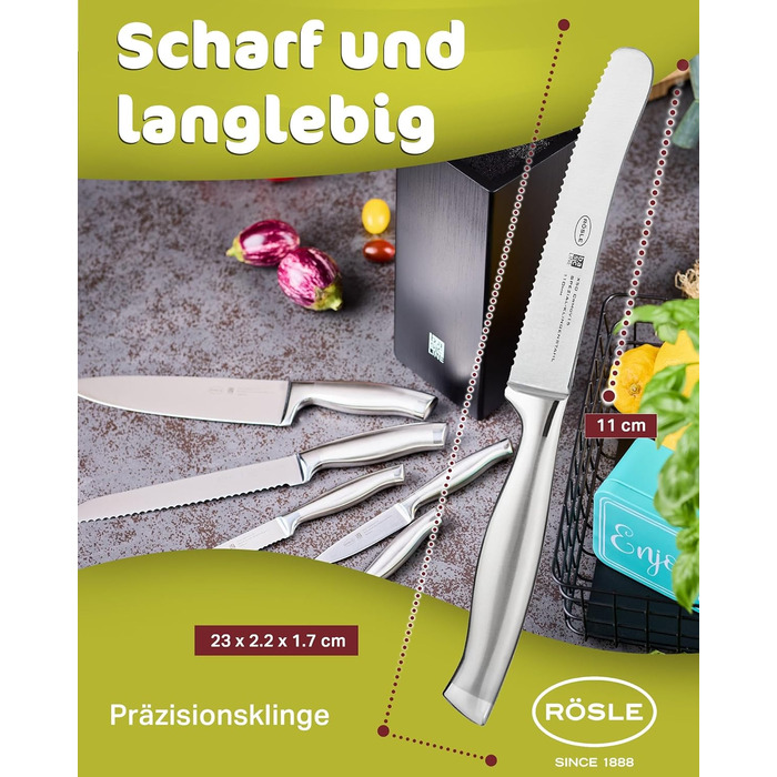 Високоякісний кухонний ніж 20 см для м&39яса, риби, птиці та овочів, нержавіюча сталь 18/10, ергономічна срібна ручка, гострий ніж для кухні (ніж для сніданку)