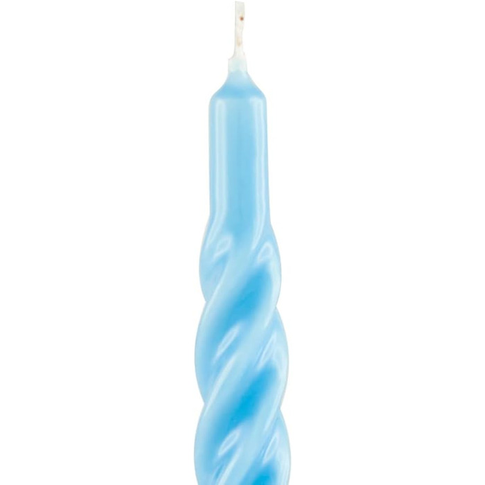 Свічки з крученим конусом, виготовлені в Італії, доступні 25 кольорів, лаковані настільні свічки, спіральні свічки з тривалим часом горіння 5 годин, декоративні свічки, 6 шт. , 2,2 x 21 см (світло-блакитні)