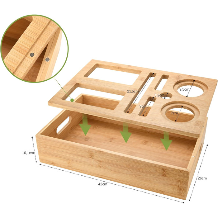 Бамбуковий органайзер для снеків 42 х 26 х 10,1 см DE-COmmerce