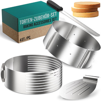 Аксесуари для торта 4smile - набір з нержавіючої сталі для нарізання торта, 3 предмети - насадка для різання основи торта кондитерський ніж сервер для торта - насадка для різання торта ідеально підходить для приготування торта