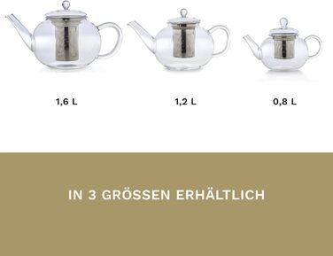 Скляний чайник із 3 частин із вбудованим ситечком 1,6 л Creano
