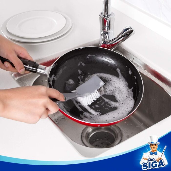 Щітка для миття посуду з нековзною ручкою та вбудованим скребком 2 шт. MR.SIGA