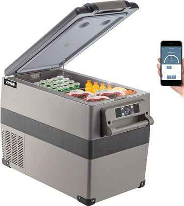 Автомобільний холодильник VEVOR 35L, компресорний холодильник, коробка-холодильник з нержавіючої сталі, ізольована коробка для свят, міні-холодильник, автомобільний холодильник з розеткою 35L (45L)